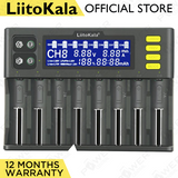 LiitoKala Lii-S8 8 lii-S12 12 Slots LCD Battery Charger for lithium ion LiFePO4 Ni-MH Ni-Cd 9V 21700 20700 26650 18650