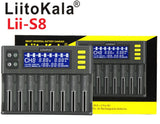 LiitoKala Lii-S8 8 lii-S12 12 Slots LCD Battery Charger for lithium ion LiFePO4 Ni-MH Ni-Cd 9V 21700 20700 26650 18650