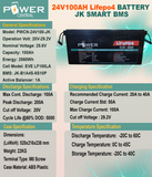 Power Central 12V 24V 100ah Lifepo4 Battery EVE LF100LA JK Smart BMS JBD Grade A 5000 Cycle life