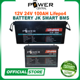 Power Central 12V 24V 100ah Lifepo4 Battery EVE LF100LA JK Smart BMS JBD Grade A 5000 Cycle life