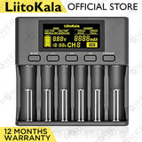 LiitoKala LII-S6 Battery Charger 6 LCD Display Auto Detection 18650 Lithium LiFePO4 Ni-MH Cd AA AAA