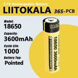 1 PC Liitokala lii-36s 18650 3.7V 3600mah BMS rechargeable Lithium Ion Battery button type