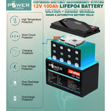 Power Central 12V 100ah Lifepo4 Battery EVE LF100LA JK Smart BMS JBD Grade A 5000 Cycle life