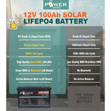 Power Central 12V 100ah Lifepo4 Battery EVE LF100LA JK Smart BMS JBD Grade A 5000 Cycle life